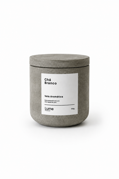 Vela Aromática de Concreto - Chá Branco