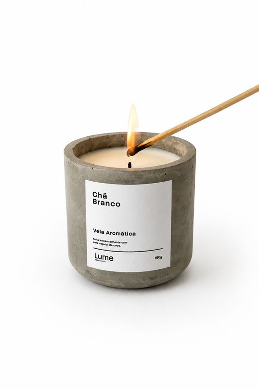 Vela Aromática de Concreto - Chá Branco